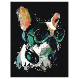 Картина по номерам на черном холсте ТРИ СОВЫ "Меломан", 30*40, c акриловыми красками и кистями КХп_48142