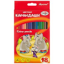 Карандаши цветные Гамма "Мультики", 18цв., трехгранные, заточен., картон. упаковка, европодвес 050918_08