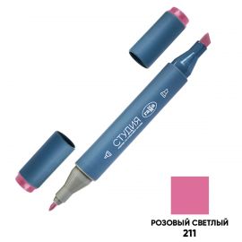 Маркер двусторонний для скетчинга Гамма "Студия", розовый светлый, корпус трехгранный, пулевид./клиновид. наконечники 1204M0211