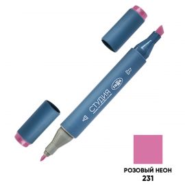 Маркер двусторонний для скетчинга Гамма "Студия", розовый неон, корпус трехгранный, пулевид./клиновид. наконечники 1204M0231