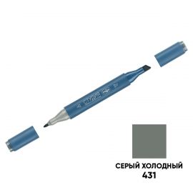 Маркер двусторонний для скетчинга Гамма "Студия", серый холодный, корпус трехгранный, пулевид./клиновид. наконечники 1204M0431