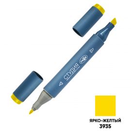 Маркер двусторонний для скетчинга Гамма "Студия", ярко-желтый, корпус трехгранный, пулевид./клиновид. наконечники 1204M3935