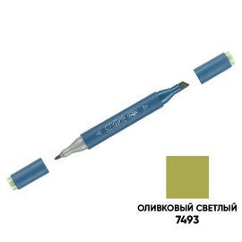 Маркер двусторонний для скетчинга Гамма "Студия", оливковый светлый, корпус трехгранный, пулевид./клиновид. наконечники 1204M7493