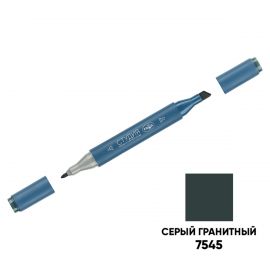Маркер двусторонний для скетчинга Гамма "Студия", серый гранитный, корпус трехгранный, пулевид./клиновид. наконечники 1204M7545