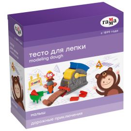 Тесто для лепки Гамма "Малыш. Дорожные приключения", 05 цветов, 300г, набор с аксессуарами 0509200
