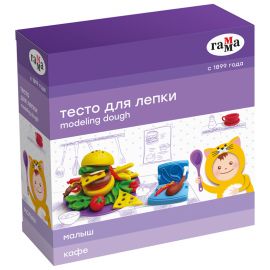 Тесто для лепки Гамма "Малыш. Кафе", 05 цветов, 300г, набор с аксессуарами 0509202
