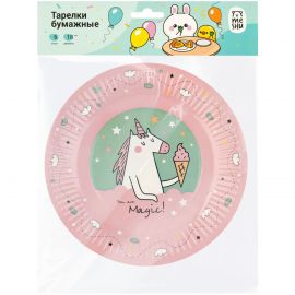 Тарелки бумажные MESHU "Unicorn", 18см, 6шт. MS_55436