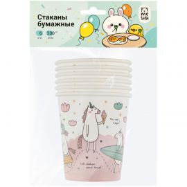 Стаканы бумажные MESHU "Unicorn", 200мл, 6шт. MS_55442
