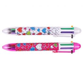 Ручка авт.  6-ти цветная "Darvish" корпус ассорти с рисунком сердечки DV-10262