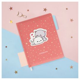 Дневник 1-11 кл. 48л. (твердый) MESHU "Сat love", иск. кожа, УФ-печать, тиснение фольгой, аппликация, тон. блок, ляссе MS_49362
