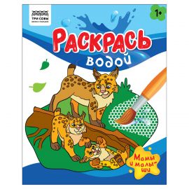 Раскраска водная 200*250, 8 стр., ТРИ СОВЫ "Раскрась водой. Мамы и малыши" PvА4_56508