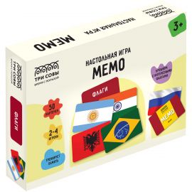Игра настольная ТРИ СОВЫ "Мемо. Флаги ", 50 карточек, картонная коробка НИ_55049