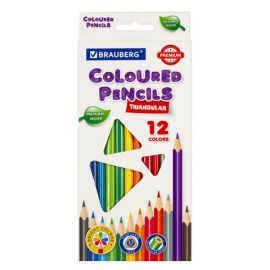 Карандаши цветные BRAUBERG PREMIUM, 12 цветов, трехгранные, грифель 3,3 мм, 181651 181651