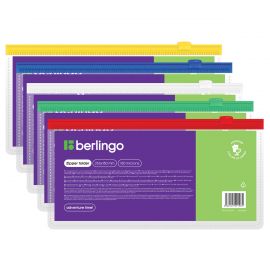 Папка-конверт на молнии Berlingo 255*130мм, 150мкм, прозрачная, ассорти, для ж/д и авиа билетов AKm_06109