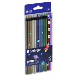 Карандаши цветные металлик Berlingo "SuperSoft. Metallic", 12цв., заточен., европодвес SSM0506