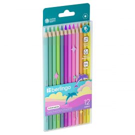 Карандаши цветные пастельные Berlingo "SuperSoft. Pastel", 12цв., заточен., европодвес SSP0112