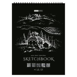 Скетчбук 20л., А5 ArtSpace "Black line. House", на гребне, черный блок,120г/м2 SkА520_38361