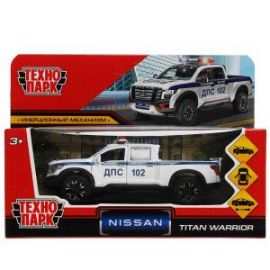 Машина металл NISSAN TITAN ПОЛИЦИЯ 12,5 см, двери, баг, инер, белый 343349 343349