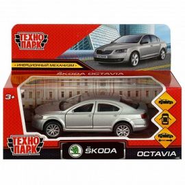 Машина металл SKODA OCTAVIA 12 см, двери, багаж, инерц. серебристый 369128 369128
