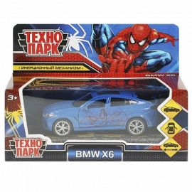 Машина металл BMW X6 спайдермен 12 см, двери, багаж, инер, син, 369975 369975