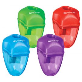 Точилка пластиковая Berlingo "Spike" 1 отверстие, контейнер, ассорти, дисплей BBp_15003