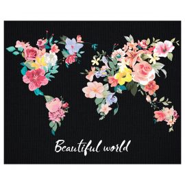 Картина по номерам на черном холсте ТРИ СОВЫ "Мир цветов", 40*50, c акриловыми красками и кистями КХп_48166