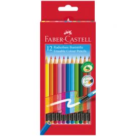 Карандаши цветные стираемые Faber-Castell, 12цв., заточен., картон, европодвес 116612