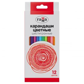 Карандаши цветные Гамма, 12цв., шестигранные, заточен., картон. упаковка, европодвес 2001244_12
