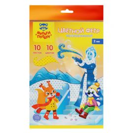 Фетр Мульти-Пульти, А4, 10л., 10цв., 2мм, перфорированный, "Енот в волшебном мире" ФЦ10п_38696