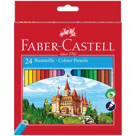 Карандаши цветные Faber-Castell "Замок", 24цв., шестигр., заточ., картон, европодвес 120124