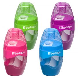 Точилка пластиковая Berlingo "Triangle" 1 отверстие, контейнер, ассорти, дисплей BBp_15000