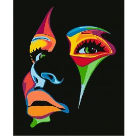 Рисование по номерам на чёрном холсте 40*50см  "Девушка" DV-14324