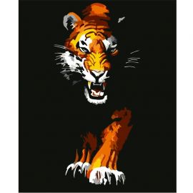 Рисование по номерам на чёрном холсте 40*50см  "Тигр" DV-14331