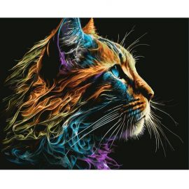 Рисование по номерам на чёрном холсте 40*50см  "Кот" DV-14437