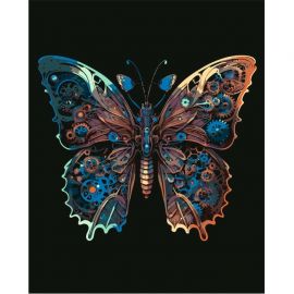 Рисование по номерам на чёрном холсте 40*50см  "Бабочка" DV-14441