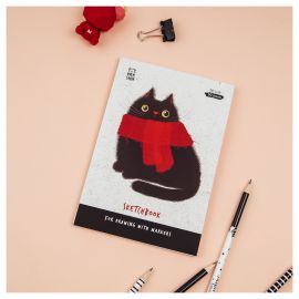 Скетчбук для рисования маркерами 50л. А5 на склейке MESHU "Cat", 90г/м2, soft touch MS_53575