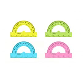 Транспортир 10см, 180° СТАММ, пластиковый, прозрачный, неоновые цвета, ассорти ТР11