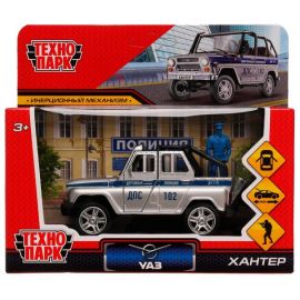 Машина металл UAZ HUNTER ПОЛИЦИЯ 11,5 см, двери, багаж, серебристый 329199 329199
