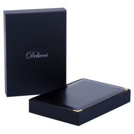 Ежедневник датированный 2025г., А4-(В5), 184л., Delucci, Гладкая кожа, зол. срез, черный DD5_89401