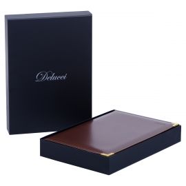 Ежедневник датированный 2025г., А4-(В5), 184л., Delucci, Гладкая кожа, зол. срез, коричневый DD5_89402