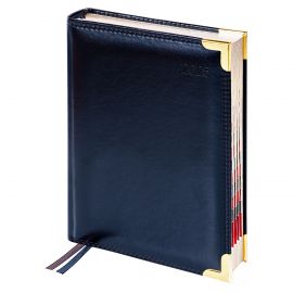 Ежедневник датированный 2025г., А6, 184л., Delucci, Гладкая кожа, зол. срез, черный DD5_89601