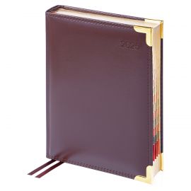 Ежедневник датированный 2025г., А6, 184л., Delucci, Гладкая кожа, зол. срез, коричневый DD5_89602