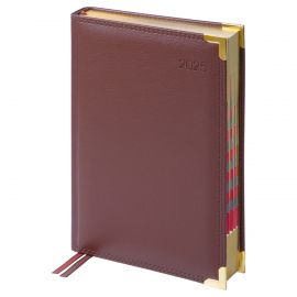 Ежедневник датированный 2025г., А5, 184л., Delucci, Фактурная кожа, зол. срез, коричневый DD5_90502