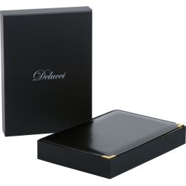 Ежедневник недатированный, А5, 160л., кожа, Delucci, гладкая кожа, золот. срез, черный UD1_89501