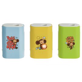 Точилка пластиковая Мульти-Пульти "Чебурашка" 1 отверстие, контейнер, ассорти ЧБ_53172