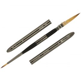 Кисть художественная синтетика Гамма "Модерн", двухсторонняя, круглая №3, круглая №6, французское крепление, складная ручка 11110306