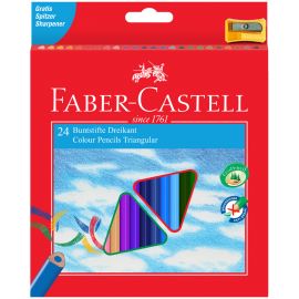 Карандаши цветные Faber-Castell "Ecopen" 24цв., трехгран., заточен., картон, европодвес, с точилкой 120524