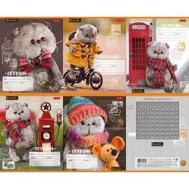 Тетрадь 18л А5ф клетка на скобе  5 диз.в блоке скругл.углы серия -Кот Басик 18Т5В1