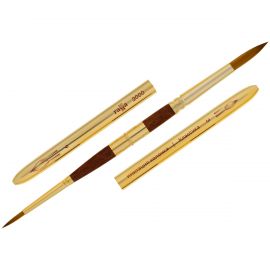 Кисть художественная синтетика имитация колонка "Классика", двухсторонняя, круглая №3, круглая  №6, складная ручка 20000306