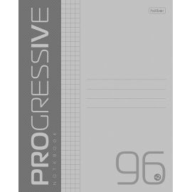 Тетрадь 96л А5ф клетка 65г/кв.м Пластиковая обложка на скобе PROGRESSIVE   Серая 96Т5В1